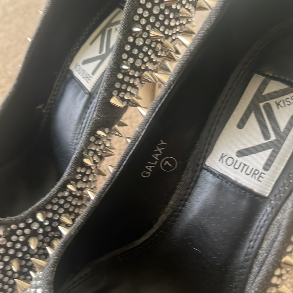 COPY - Stiletto-Spiked, Rhinestone grey platforms - size 7 - Picture 5 of 5